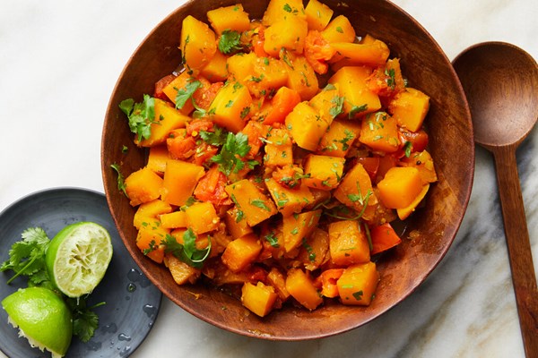 Sweet-and-sour butternut squash (Kaddu) [Priya & Ritu Krishna]