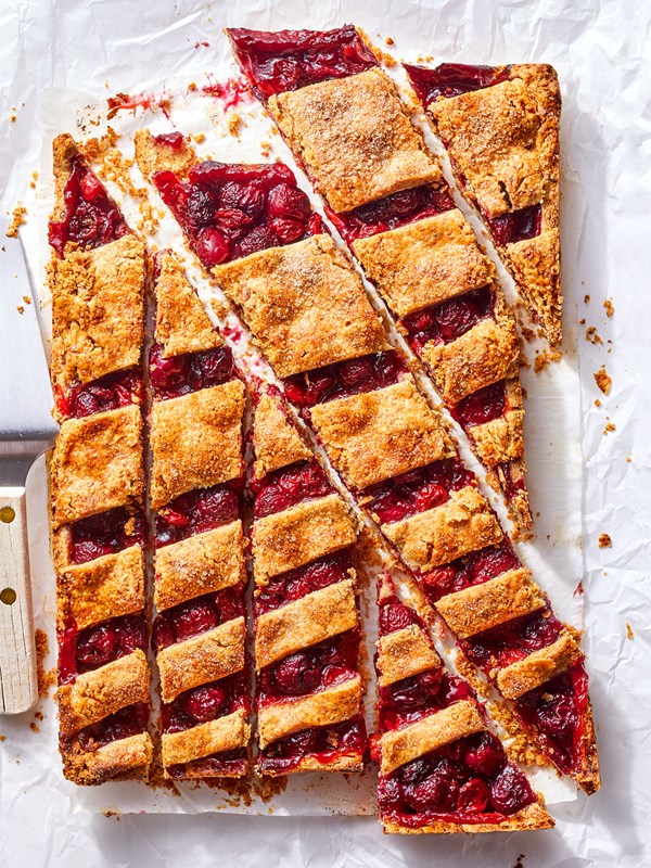 Sweet and sour cherry slab pie