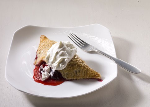 Sweet-and-sour cherry turnovers with goat cheese cream