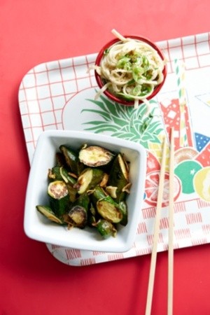 Sweet and sour courgettes with sesame noodles