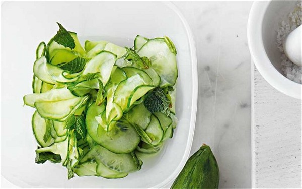 Sweet and sour cucumber and mint relish