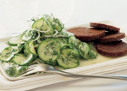 Sweet and sour cucumber with fresh dill