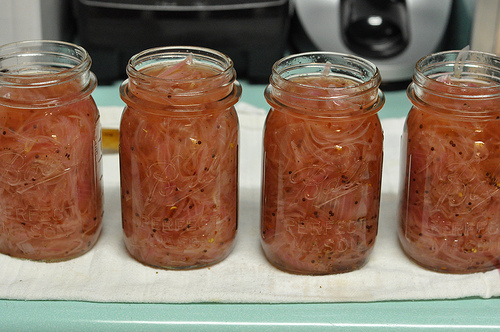 Sweet and sour pickled red onions