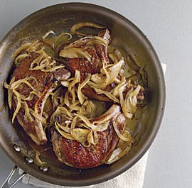 Sweet-and-sour pork chops with pickled fennel