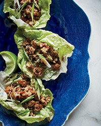 Sweet and sour pork in lettuce cups