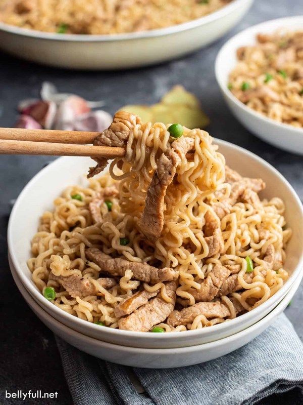 Sweet and sour pork ramen stir fry