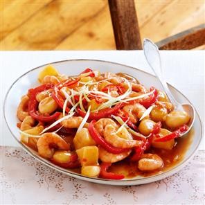 Sweet and sour prawns