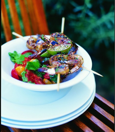 Sweet-and-sour prawns with lime