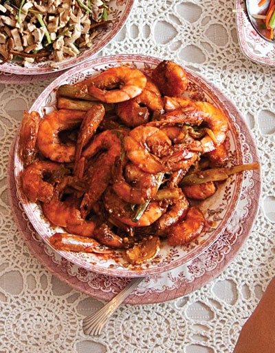 Sweet and sour shrimp (Gan shao xia)