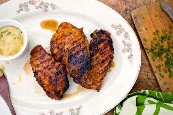 Sweet and spicy grilled chicken breasts