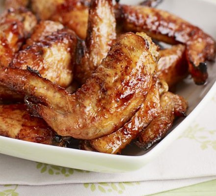 Sweet and sticky wings with classic slaw