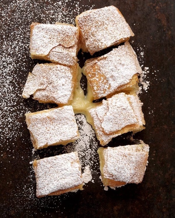 Sweet bougatsa with chocolate milk