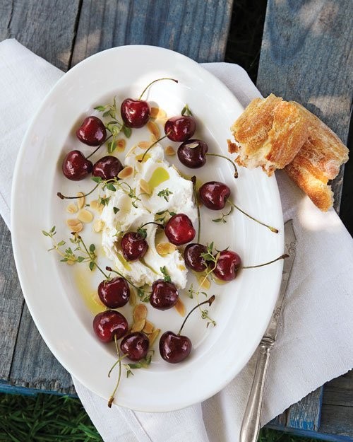 Sweet cherries with robiola cheese