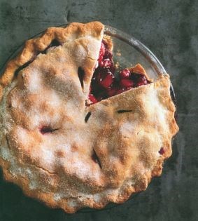 Sweet cherry & rhubarb pie