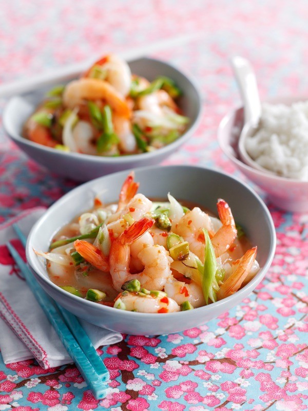 Sweet chilli king prawns