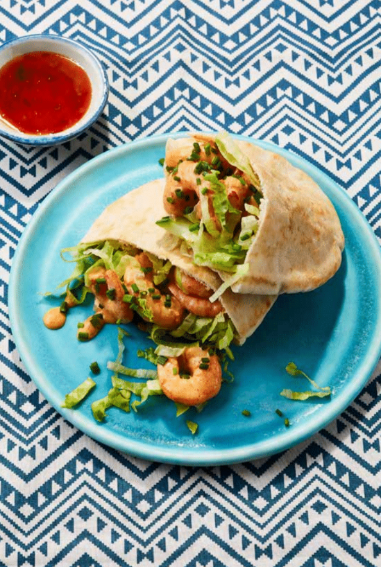 Sweet chilli prawn cocktail pitta