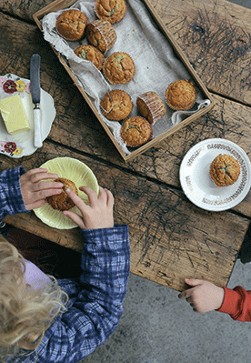 Sweet coconut & blackcurrant muffins