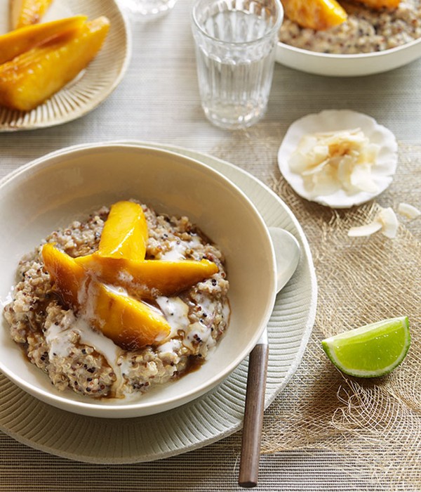 Sweet coconut quinoa with sticky mango