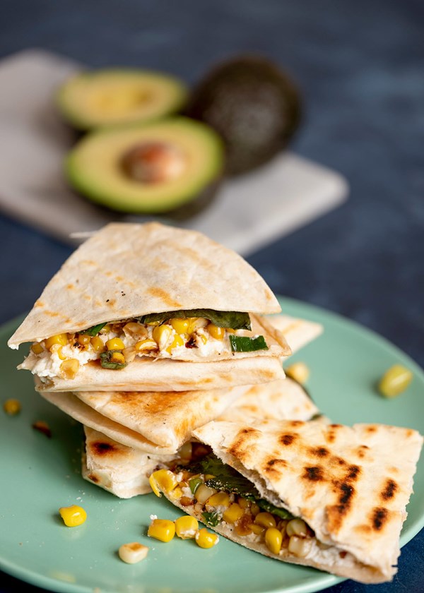 Sweet corn and goat cheese quesadillas
