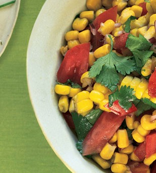 Sweet corn and tomato salad with fresh cilantro
