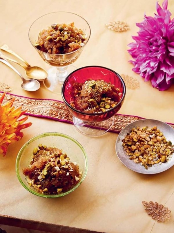Sweet flour pudding (Kada prasad or atta halwa)