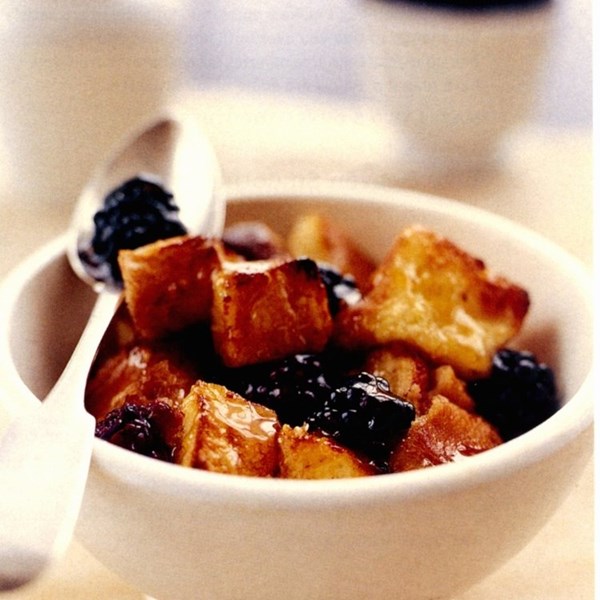 Sweet fruit-full breakfast bread pudding