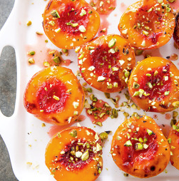 Sweet glazed peaches