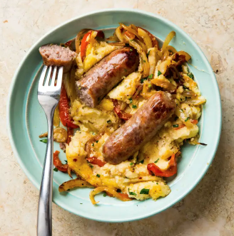 Sweet Italian sausage with polenta