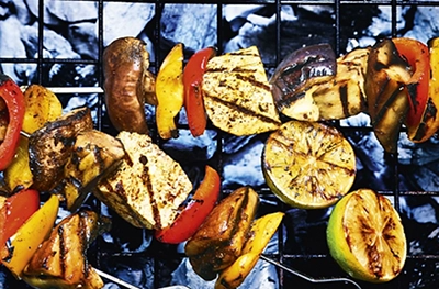 Sweet jerk veggie skewers
