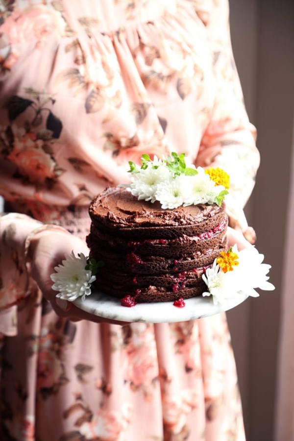 Sweet Laurel's grain-free chocolate raspberry cake
