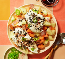 Sweet melon, curry leaf & burrata salad