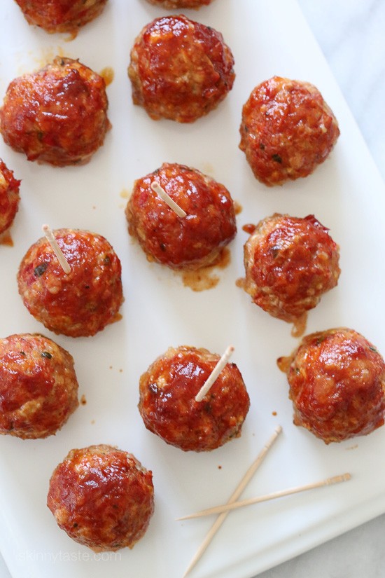 Sweet 'n spicy turkey meatballs with bacon and BBQ sauce
