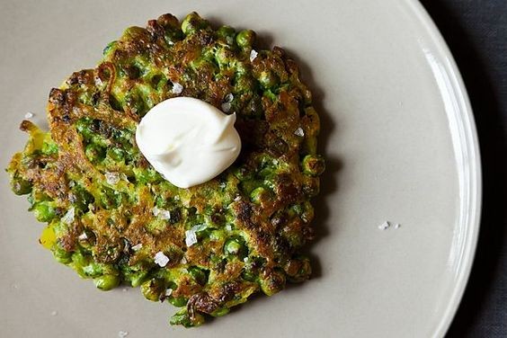 Sweet pea and leek pancakes