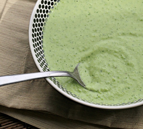 Sweet pea goat cheese gazpacho