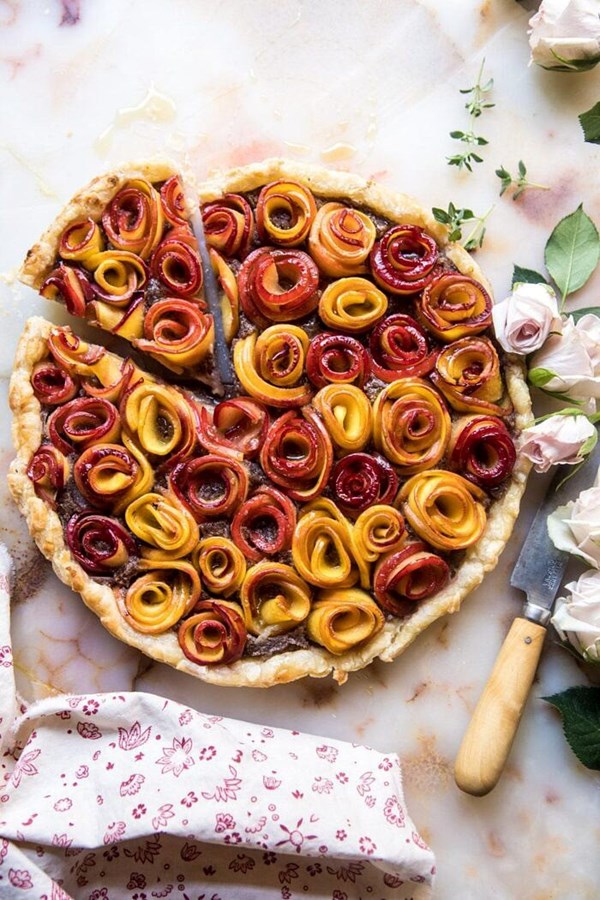 Sweet peach rose tart