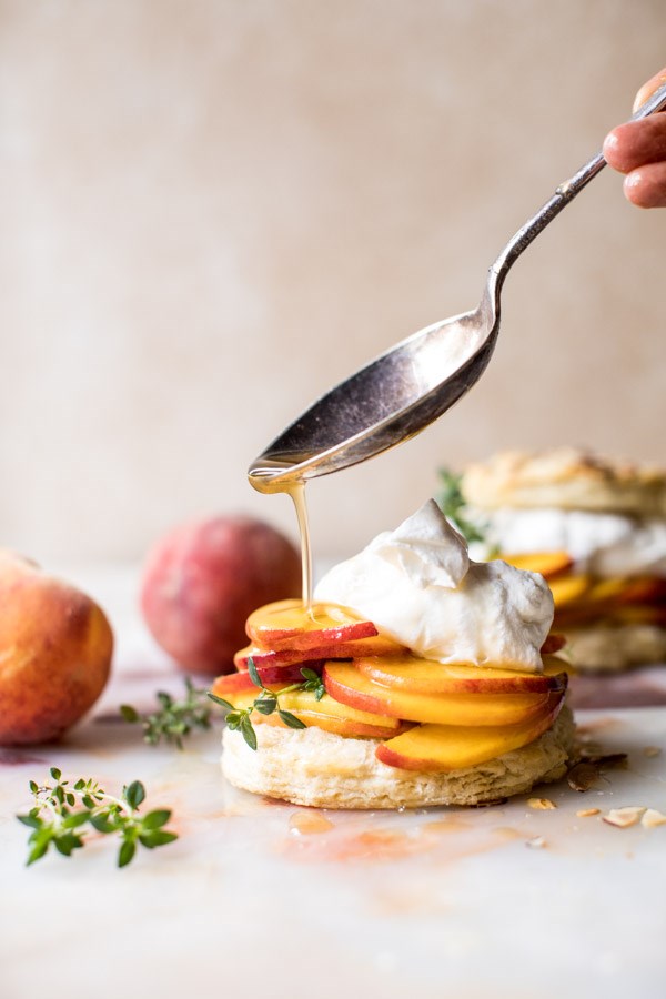 Sweet peach thyme shortcakes