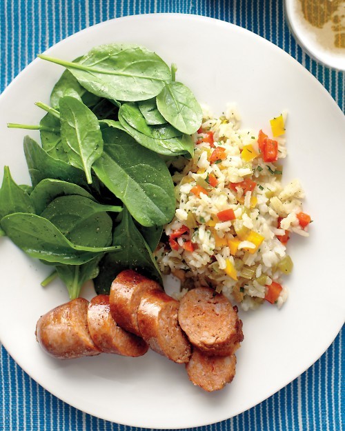 Sweet-pepper rice with sausage