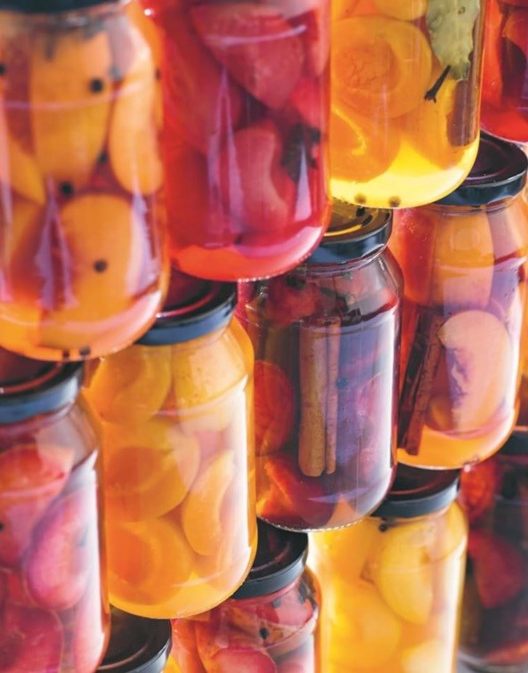 Sweet pickled stone fruit