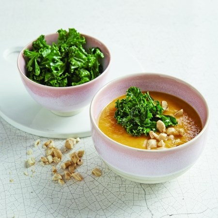 Sweet potato & crispy kale soup
