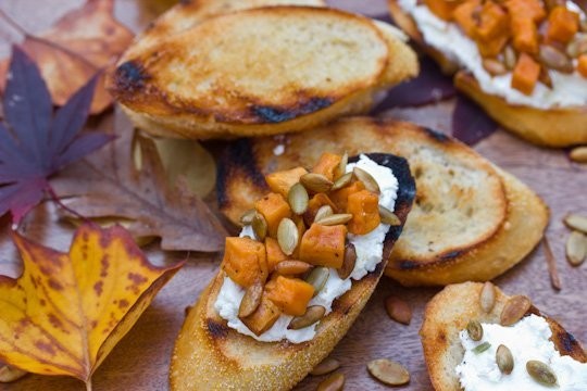 Sweet potato & goat cheese bruschetta