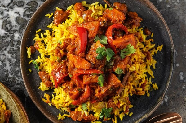 Sweet potato & pepper tikka masala with spiced rice