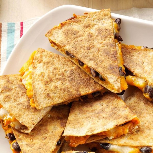 Sweet potato and bean quesadillas