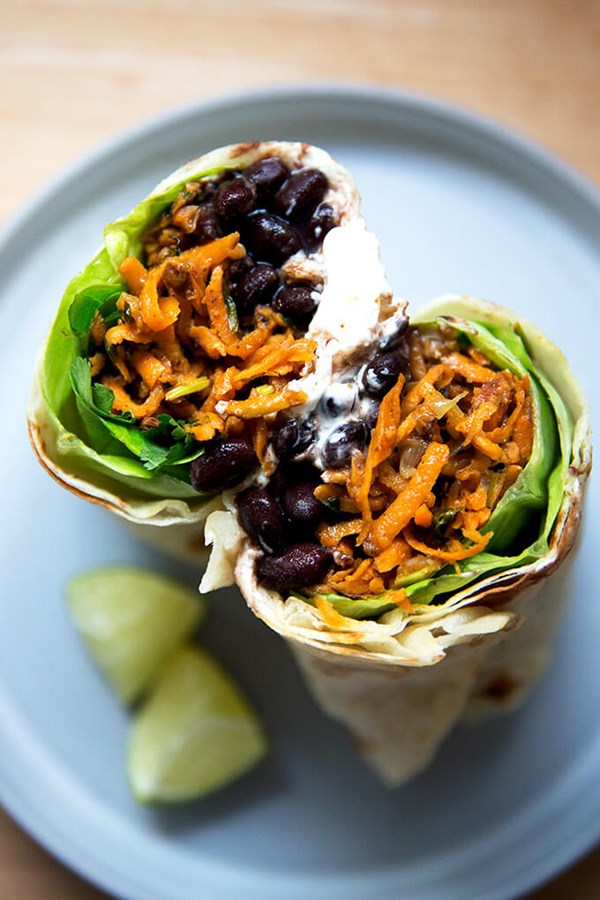Sweet potato and black bean burritos