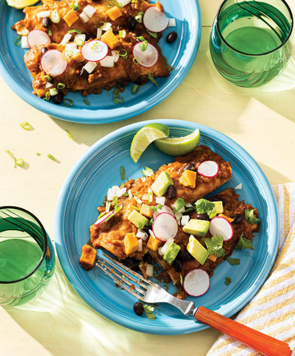 Sweet potato and black bean enchiladas