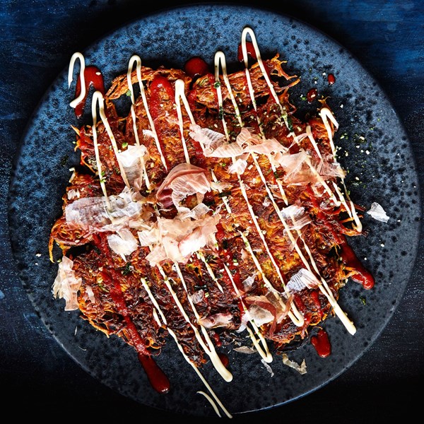 Sweet potato and Brussels sprout okonomiyaki