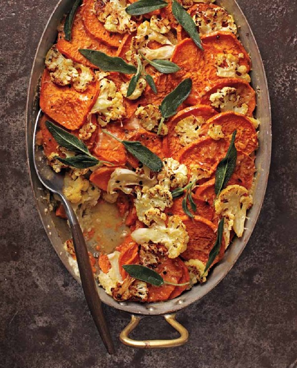Sweet potato and cauliflower gratin