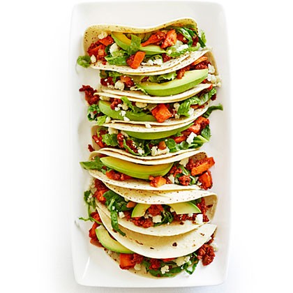Sweet potato and chorizo tacos