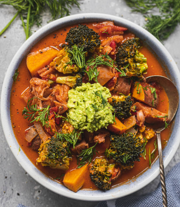 Sweet potato and jackfruit coconut soup