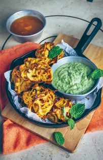 Sweet potato and onion pakoras