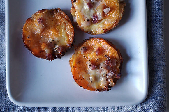 Sweet potato and pancetta gratin